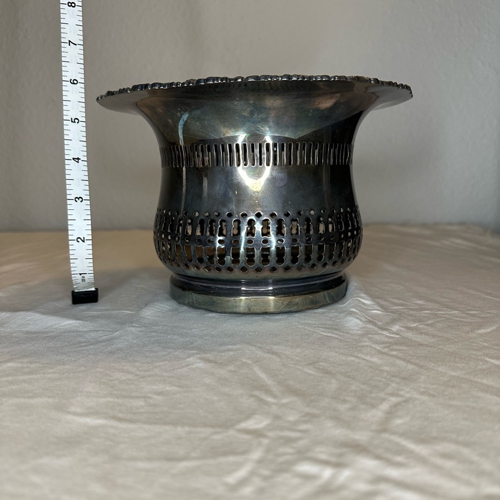 Vintage Silver Decorative Bowl Wine Holder